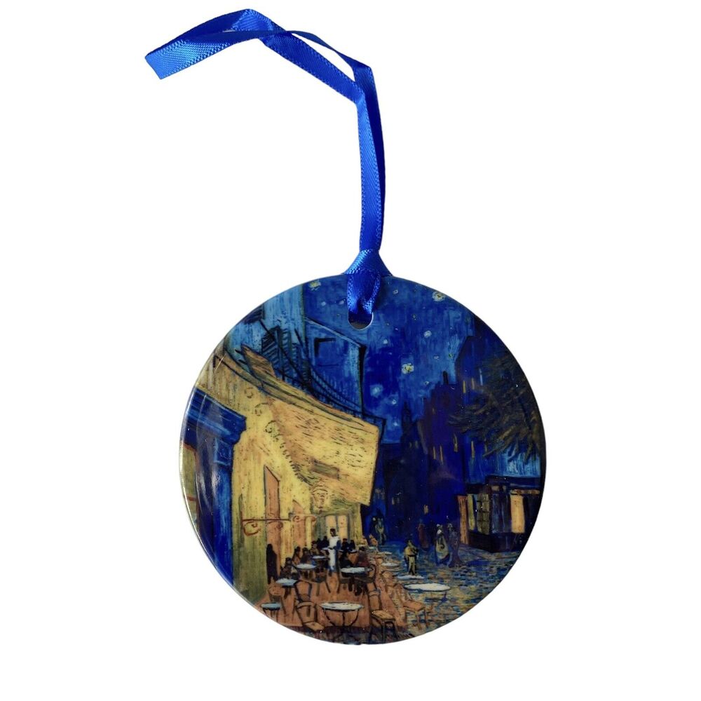 Van Gogh Cafe Terrace Keepsake Ornament RainCaper Double Sided 3" Porcelain NEW